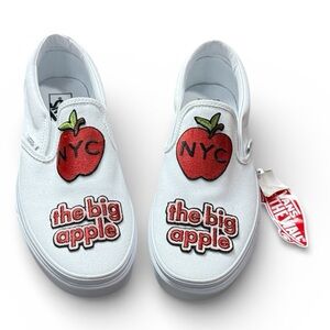 NWT White & Red Big Apple Slide on Sneakers